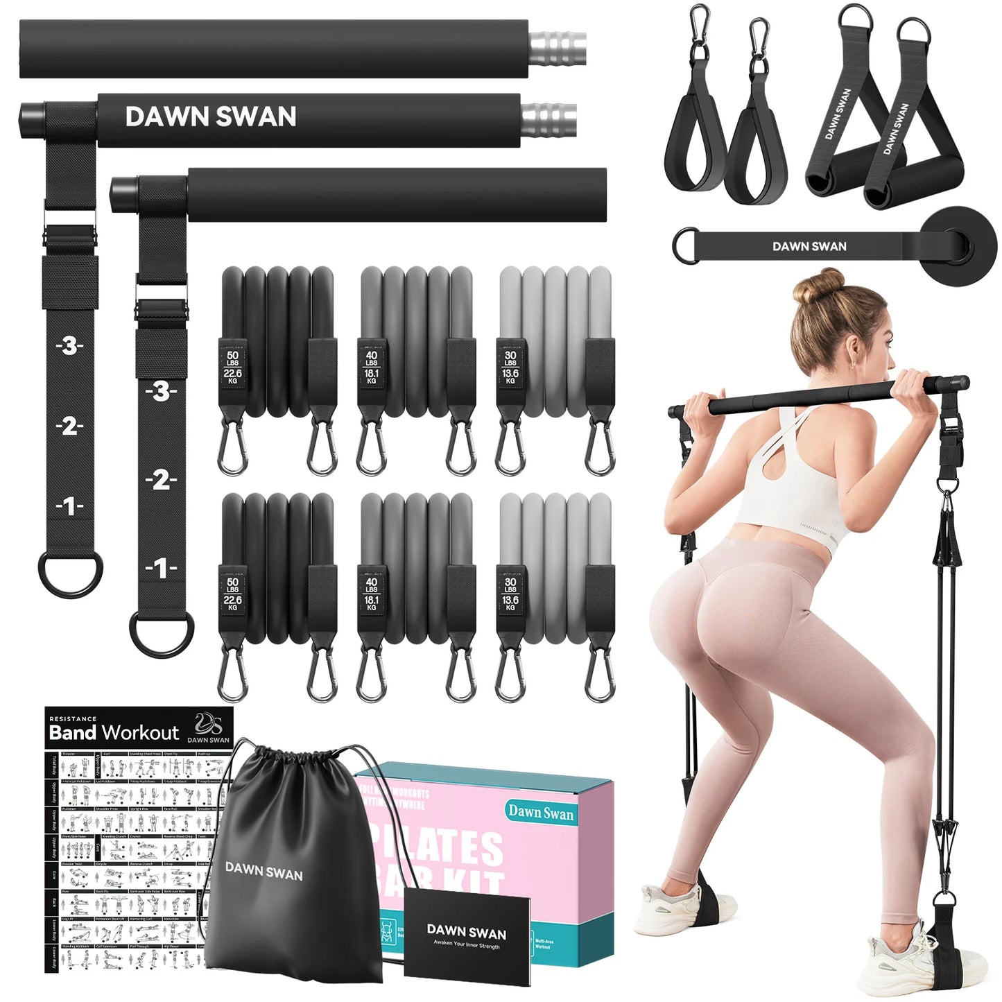 Pilates Bar Kit with Resistance Bands–
