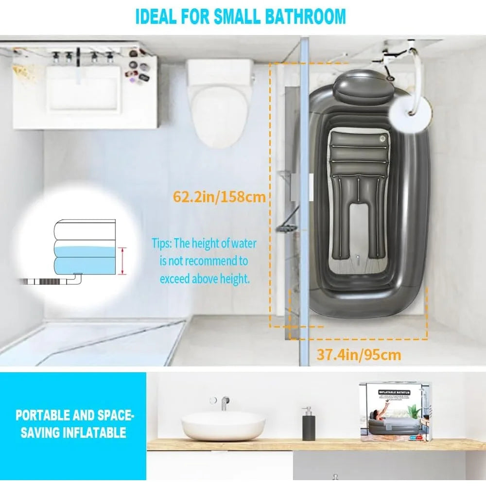 Portable bathtub for adults with cover