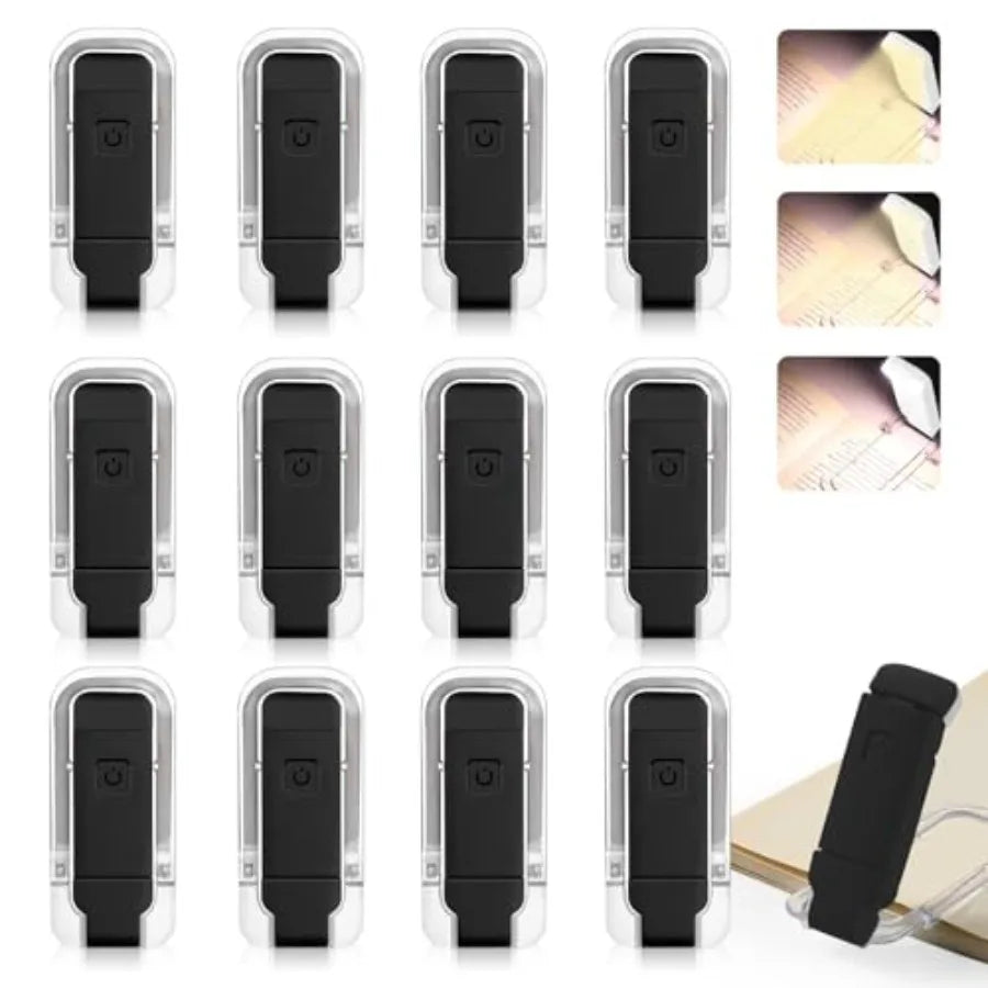 12 Pack Reading LightRechargeable Book Light for Reading in Bed Clip-On Book Lights with 3 Color Temperature Bulk Gifts for Boo