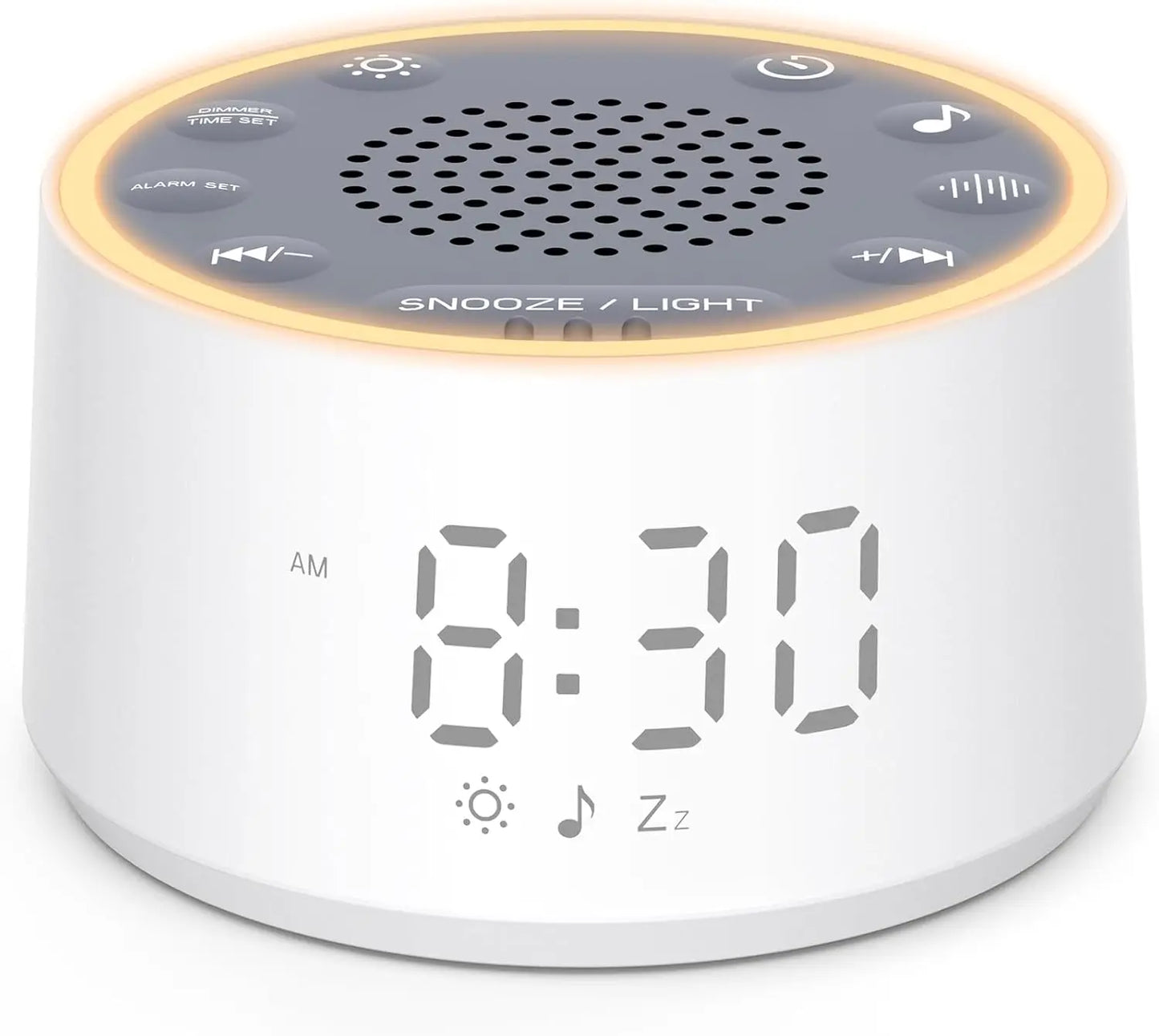 White Noise Sound Machine with Alarm Clock, 25 Soothing Sounds, Dimmable Display for Sleep and Travel
