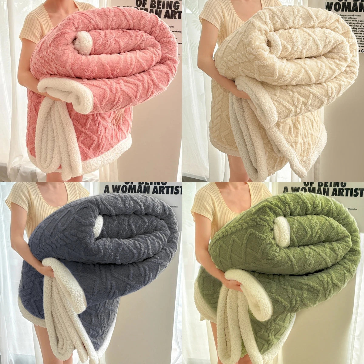 1pc Jacquard Sherpa Weighted Blanket