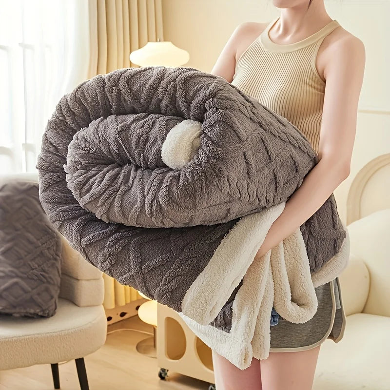 1pc Jacquard Sherpa Weighted Blanket