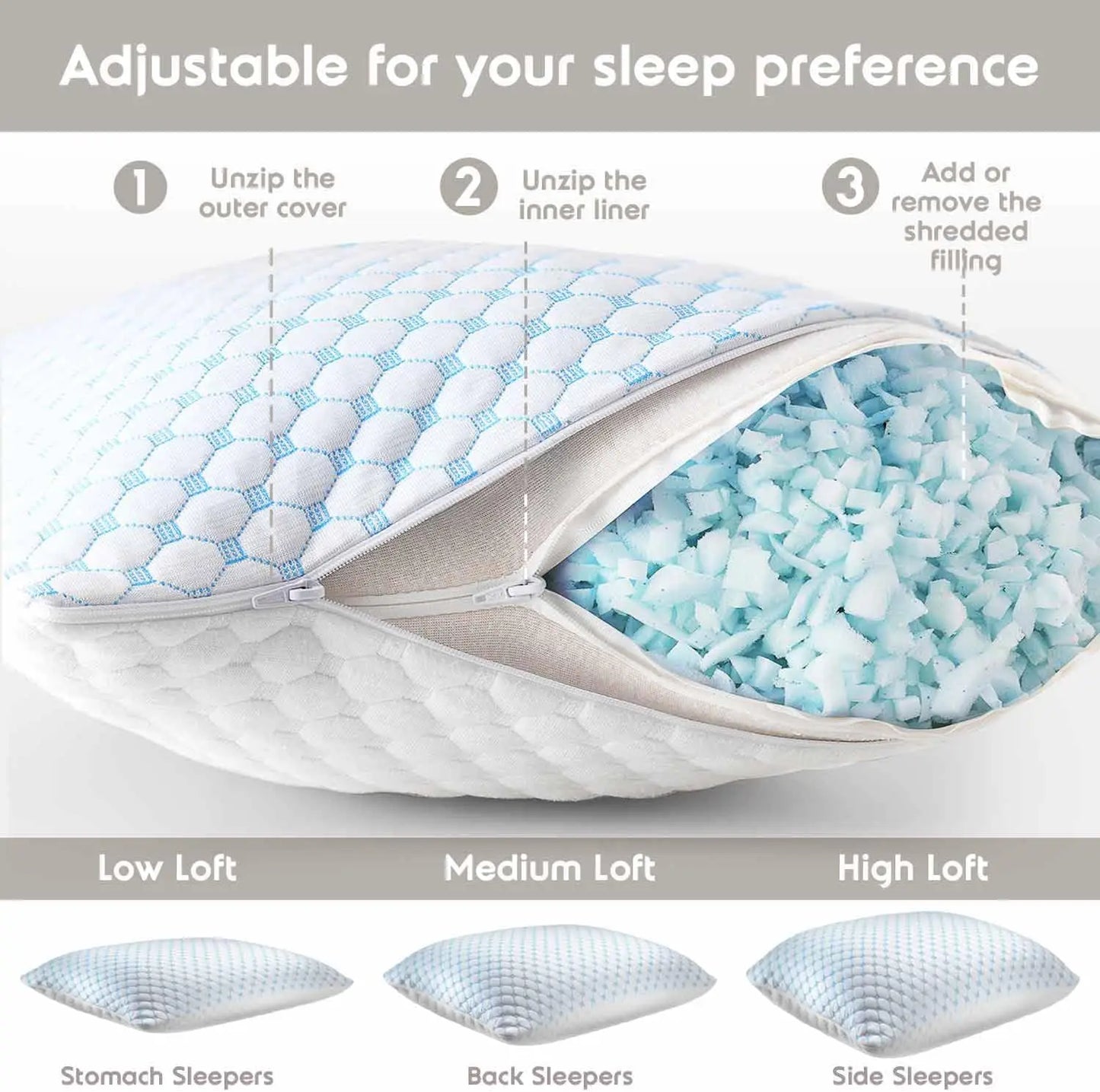 Queen Size Cooling Pillows Set of 2