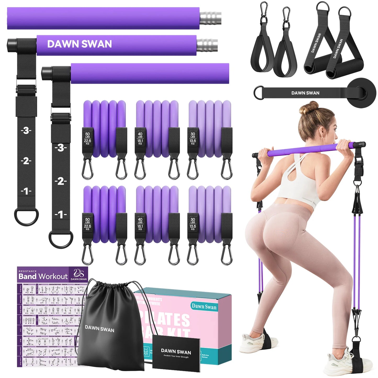 Pilates Bar Kit with Resistance Bands–