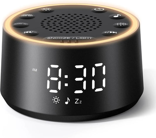 White Noise Sound Machine with Alarm Clock, 25 Soothing Sounds, Dimmable Display for Sleep and Travel
