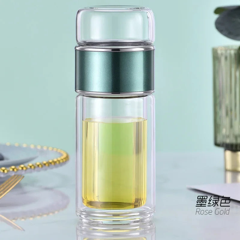 Tea Water Bottle High Borosilicate Glass Double Layer