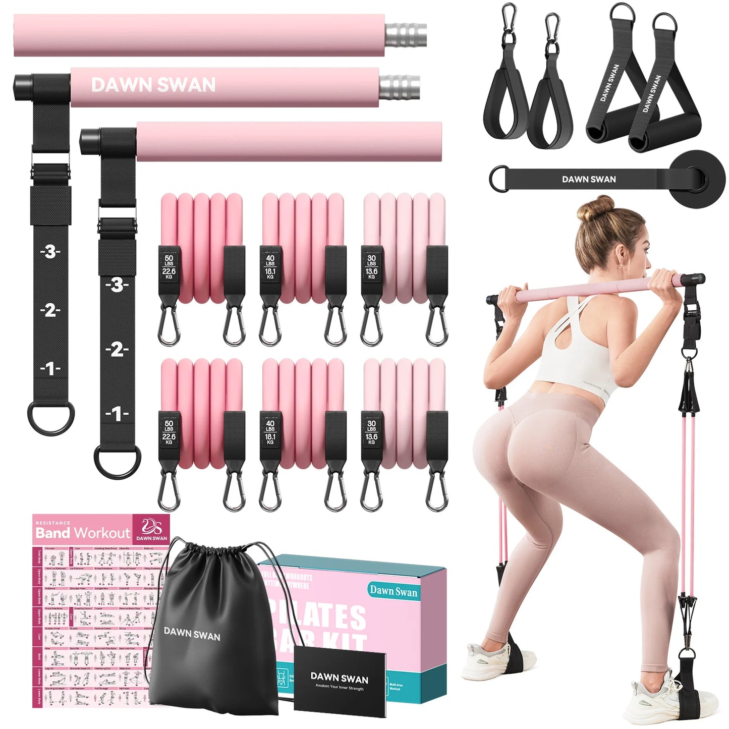 Pilates Bar Kit with Resistance Bands–