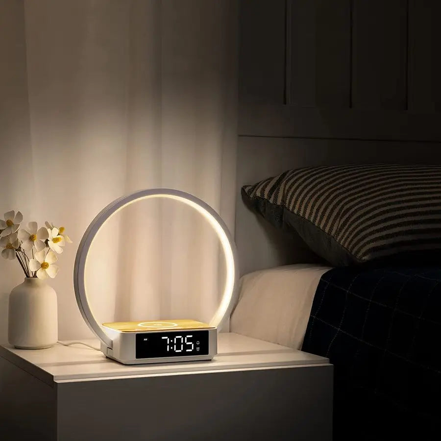 Bedside Lamp with Alarm Clock, Touch Lamp