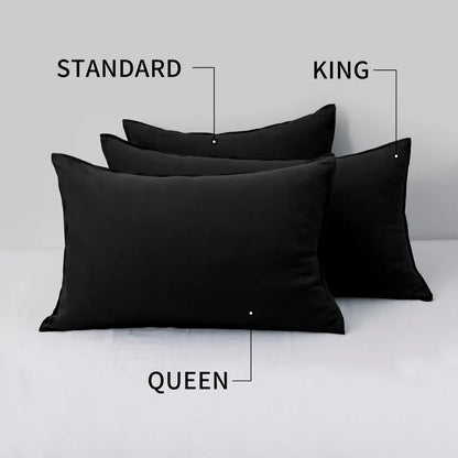 Linen Pillowcases 2 Pack 100 Linen Standard Pillow Cases, Breathable and Cooling Washed Pillowshams with Zipper Closure, 20x26 I