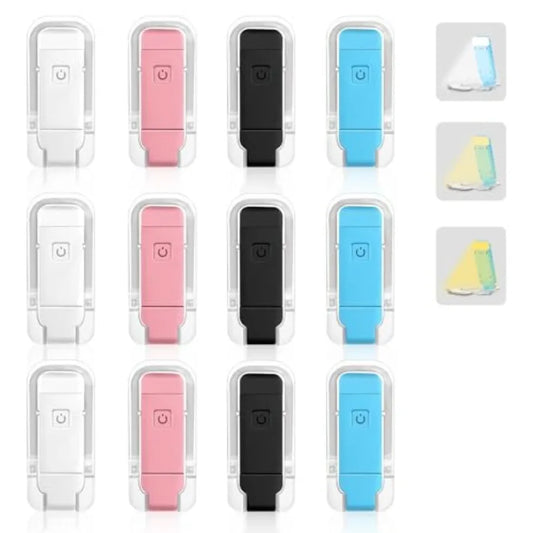 12 Pack Reading LightRechargeable Book Light for Reading in Bed Clip-On Book Lights with 3 Color Temperature Bulk Gifts for Boo