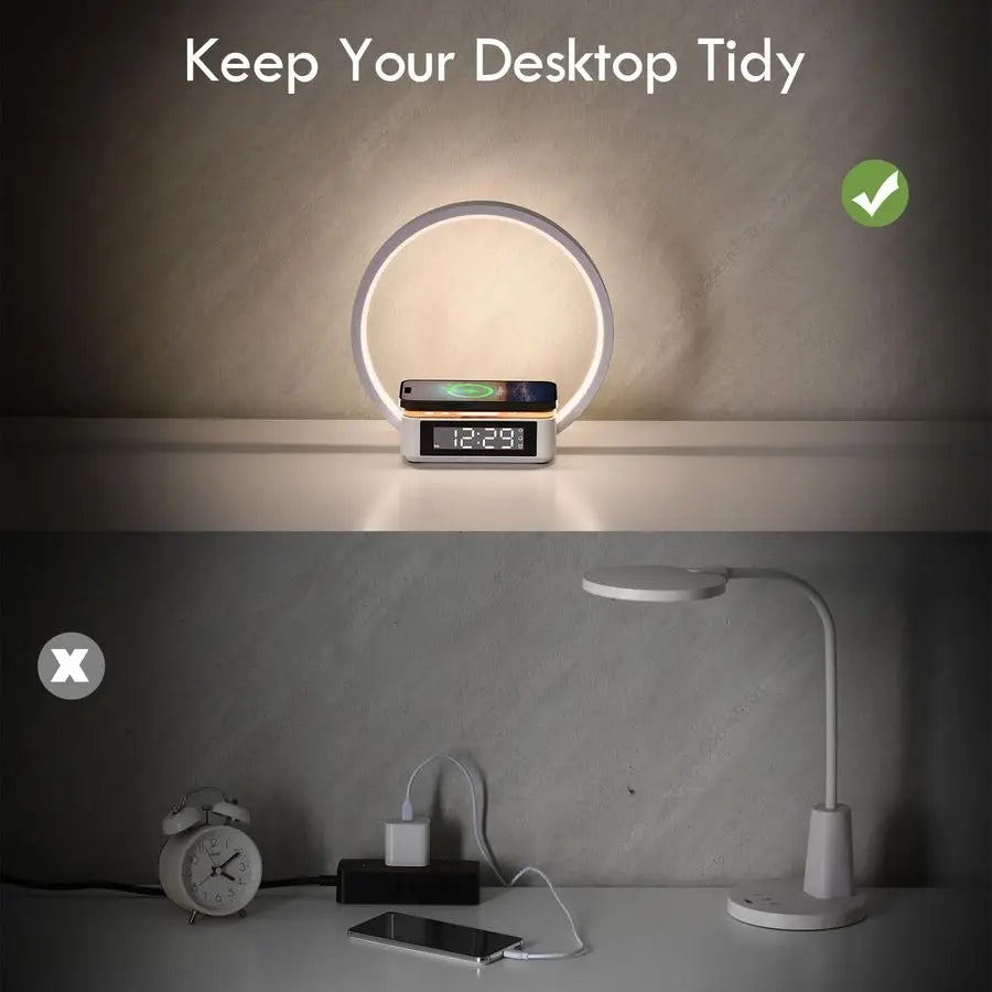 Bedside Lamp with Alarm Clock, Touch Lamp