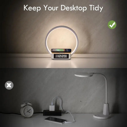 Bedside Lamp with Alarm Clock, Touch Lamp