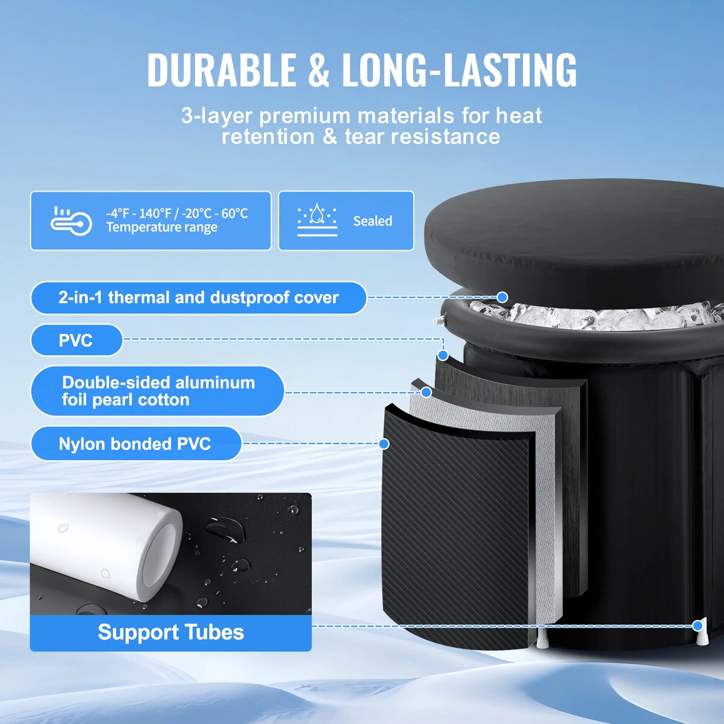 SucceBuy Ice Bath Tub Cold Water Therapy Plunge