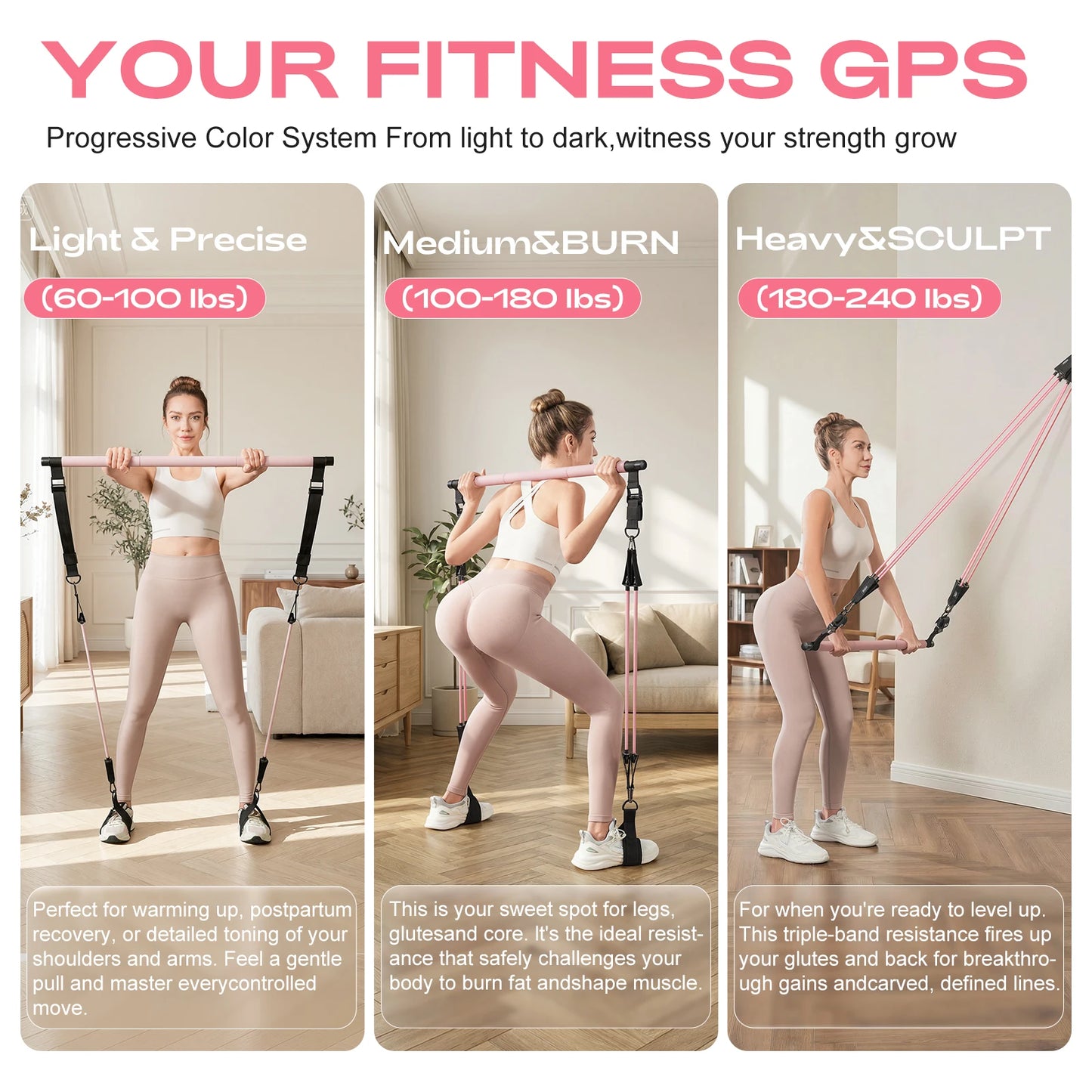 Pilates Bar Kit with Resistance Bands–
