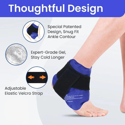 Ankle Brace Ice Pack Wrap For Injuries- Hot Cold Therapy