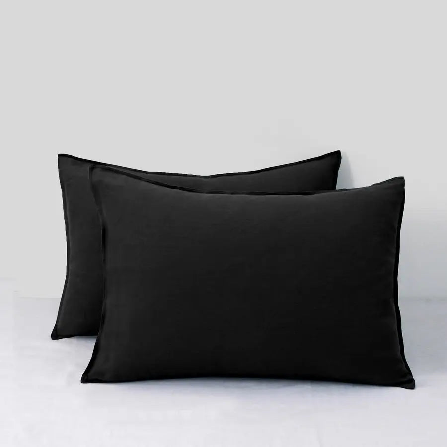 Linen Pillowcases 2 Pack 100 Linen Standard Pillow Cases, Breathable and Cooling Washed Pillowshams with Zipper Closure, 20x26 I