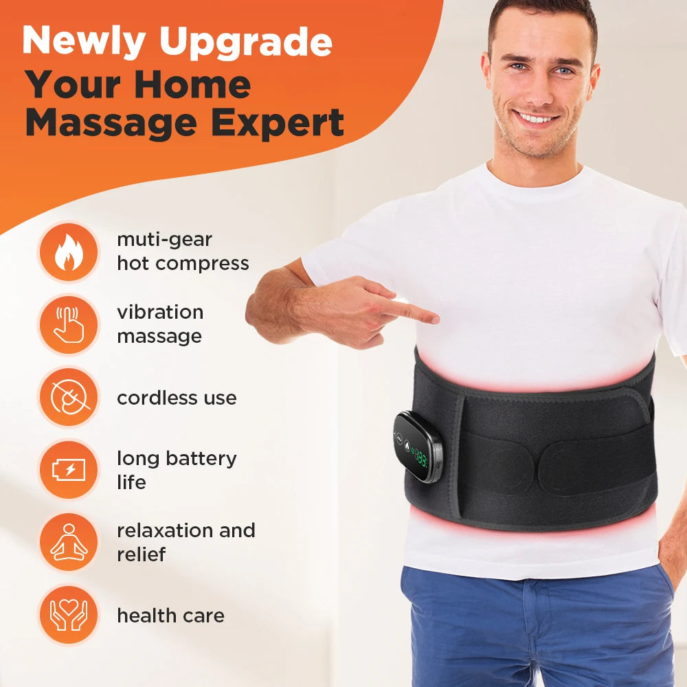 Heating Vibration Massager Belt, Red Light Hot Compress