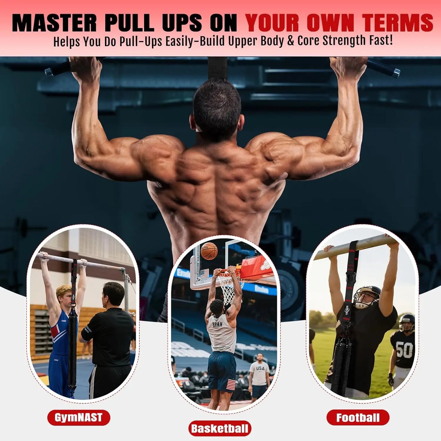 Heavy Duty Pull Up Assist Bands With Handle
