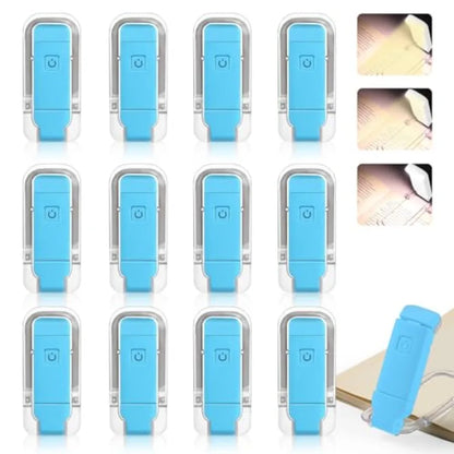 12 Pack Reading LightRechargeable Book Light for Reading in Bed Clip-On Book Lights with 3 Color Temperature Bulk Gifts for Boo