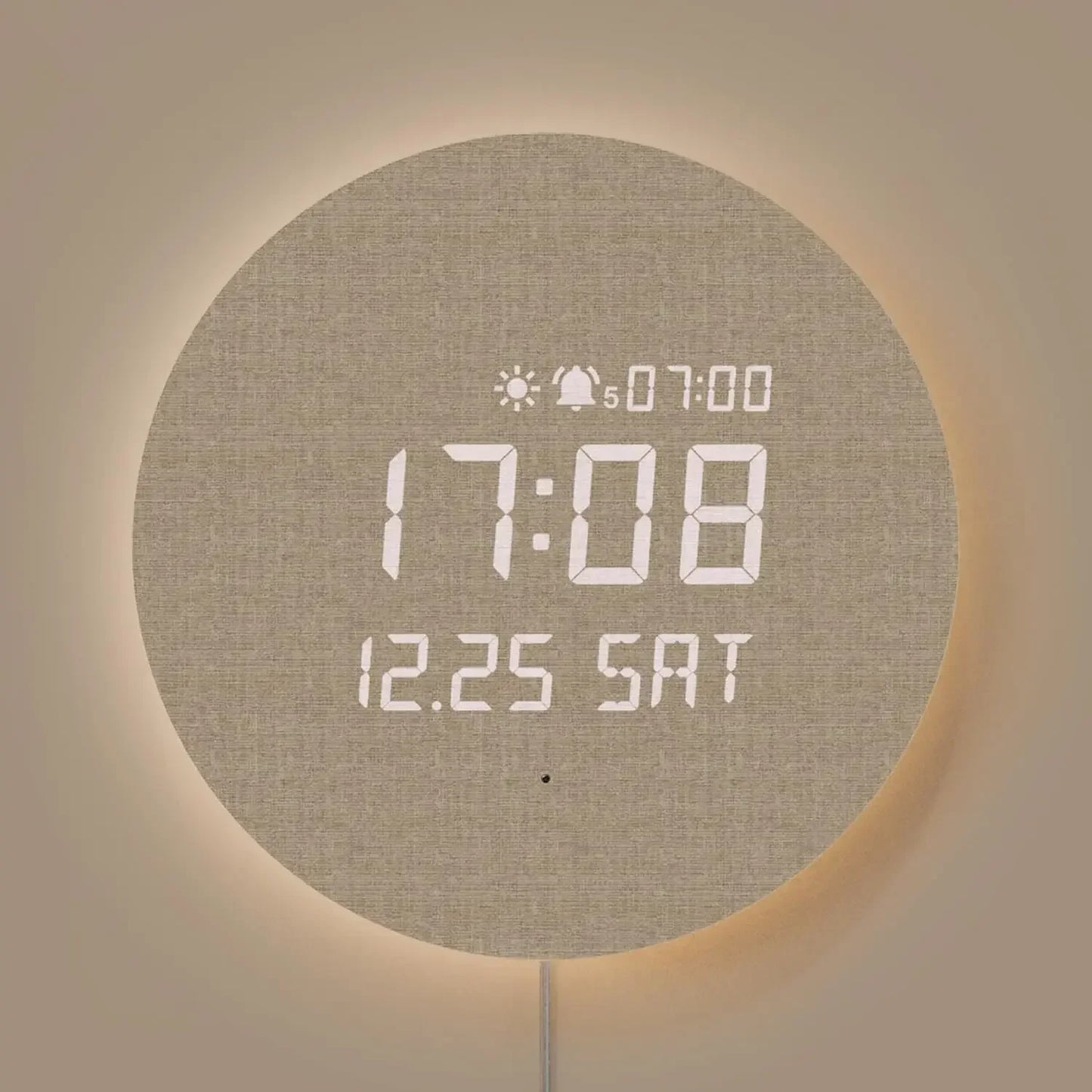 Full Moon LED Silent Wooden Digital Wall Clock with Sunrise Alarm