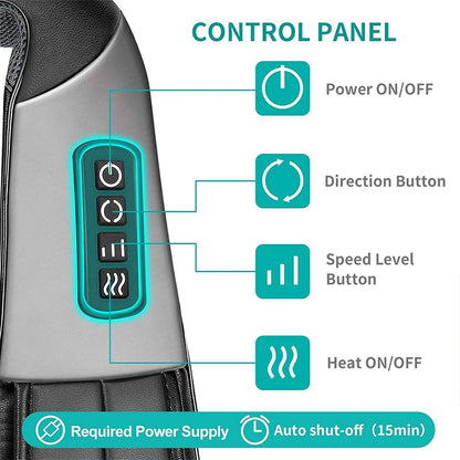 Shiatsu Neck and Shoulder Massager w/Heated Back Massager