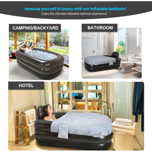 Portable bathtub for adults with cover