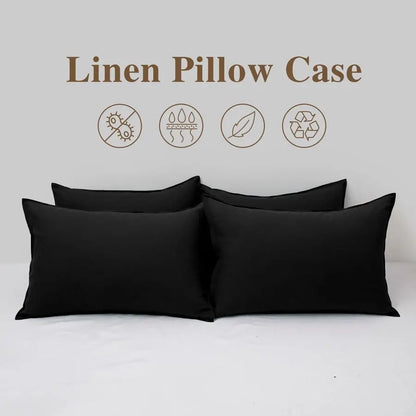 Linen Pillowcases 2 Pack 100 Linen Standard Pillow Cases, Breathable and Cooling Washed Pillowshams with Zipper Closure, 20x26 I