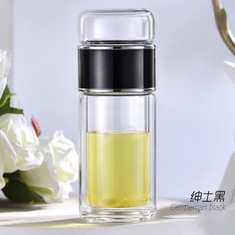 Tea Water Bottle High Borosilicate Glass Double Layer