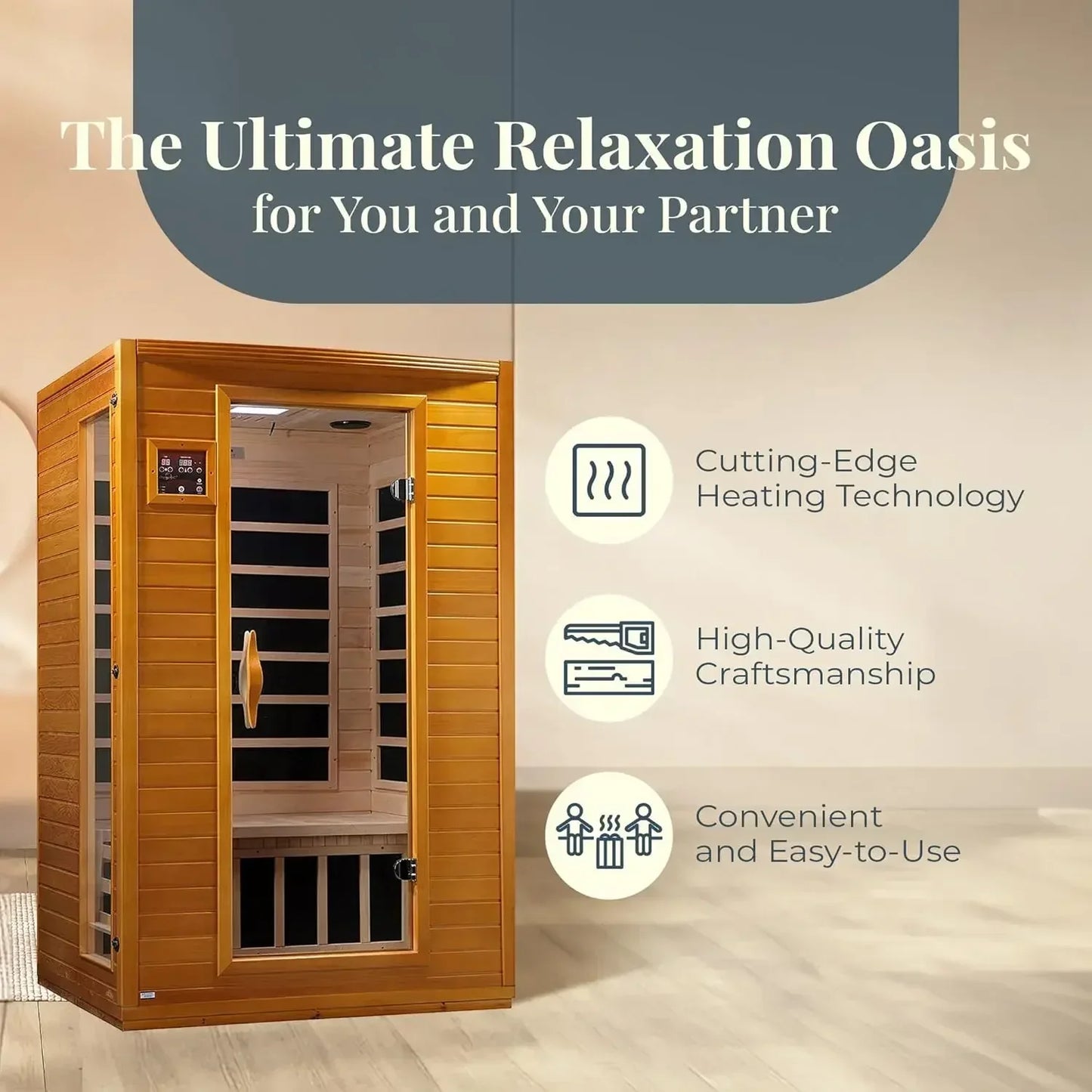 2-Person Low EMF FAR Infrared Sauna With Red Light Therapy