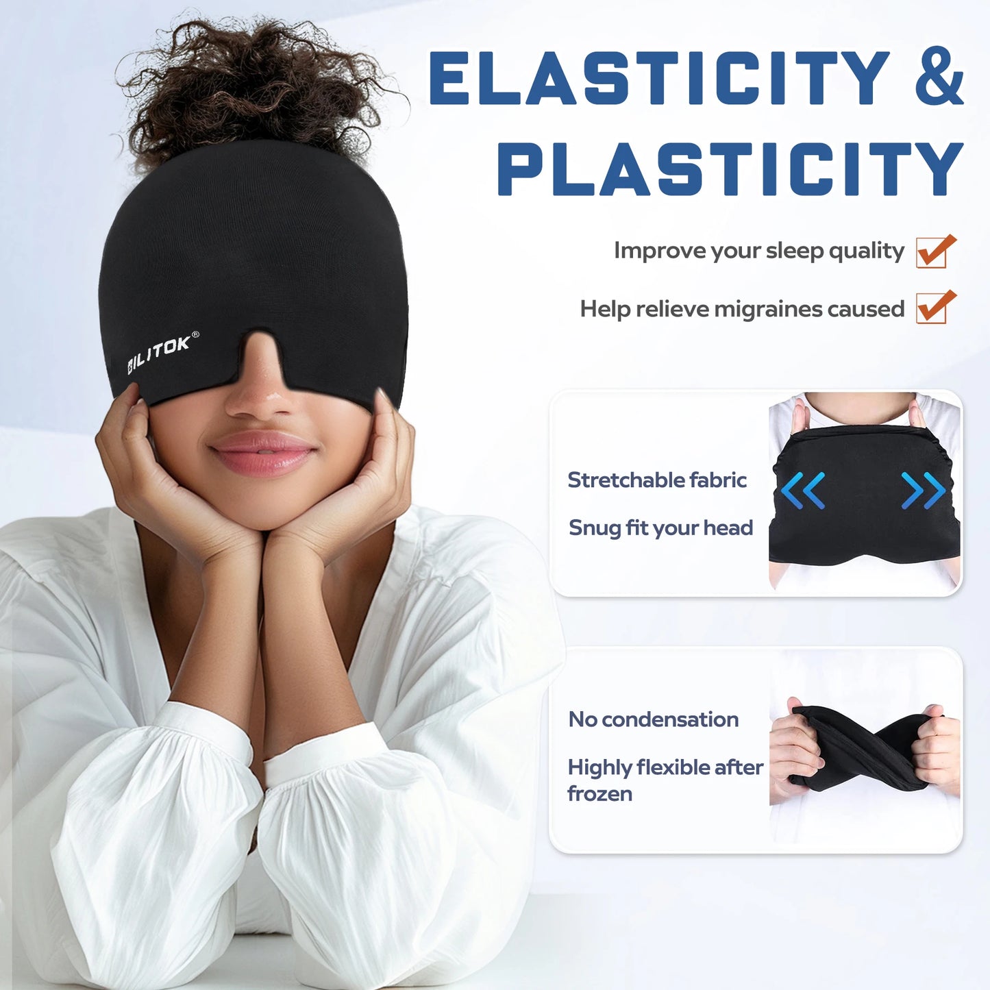 Igraine Headache Relief Cap, Gel Ice Head Wrap,
