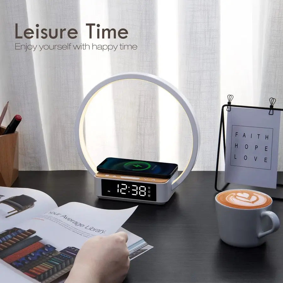 Bedside Lamp with Alarm Clock, Touch Lamp