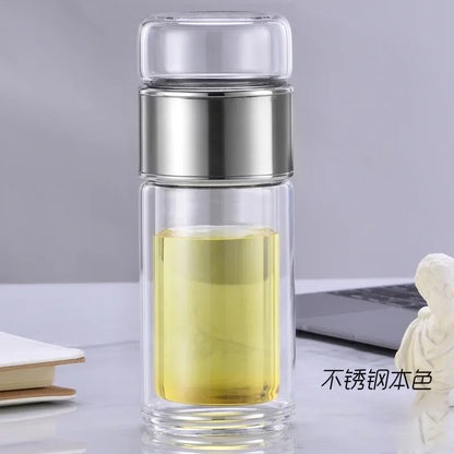 Tea Water Bottle High Borosilicate Glass Double Layer