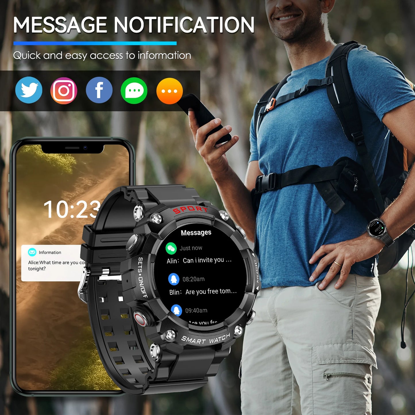 Smart Watch With Heart Rate Blood Pressure Monitor