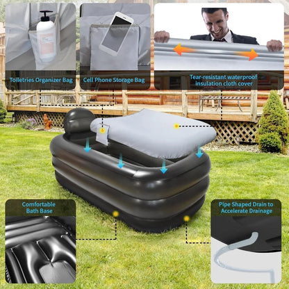 Portable bathtub for adults with cover