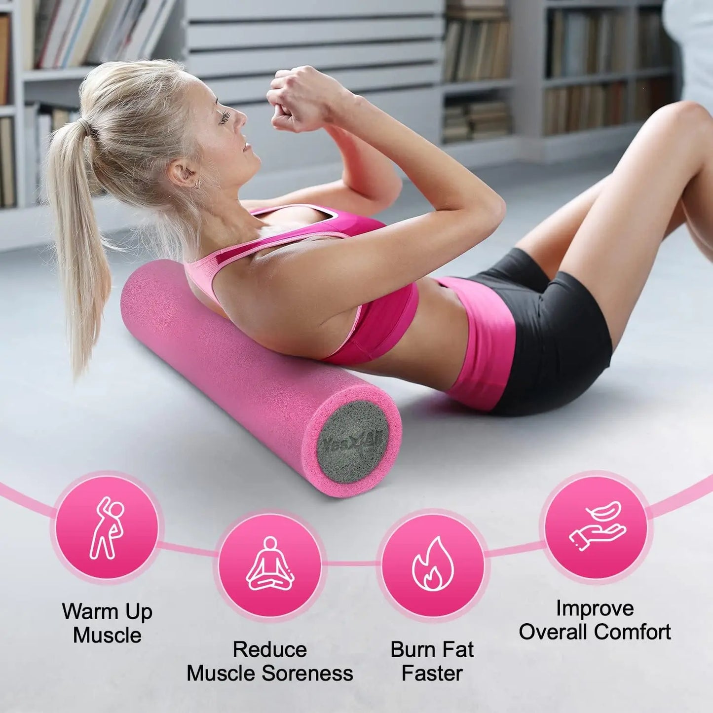 Medium Firm PE Foam Roller 36 inch