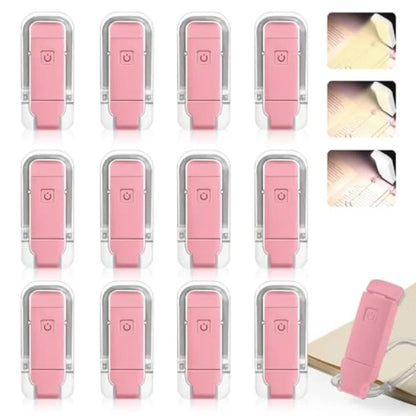 12 Pack Reading LightRechargeable Book Light for Reading in Bed Clip-On Book Lights with 3 Color Temperature Bulk Gifts for Boo