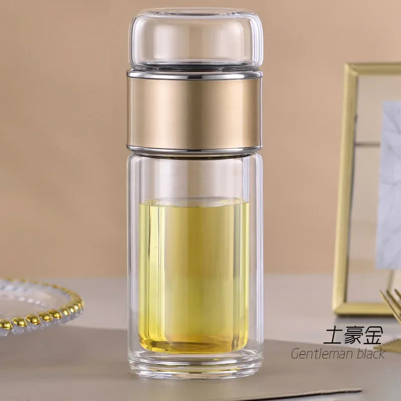 Tea Water Bottle High Borosilicate Glass Double Layer