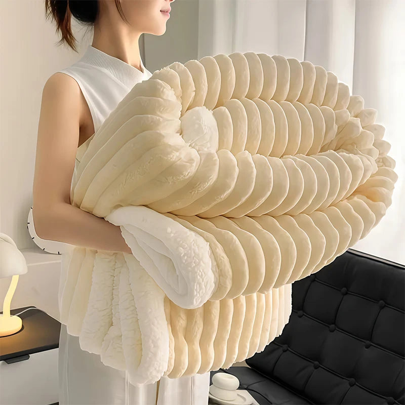 1pc Weighted Sherpa Fleece Blanket -Soft, Warm