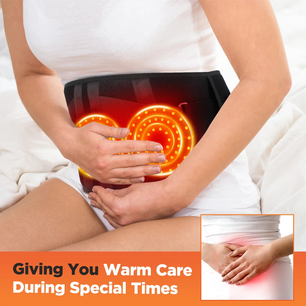 Heating Vibration Massager Belt, Red Light Hot Compress