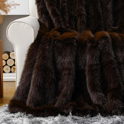 Luxury Brown Faux Fur Throw Blanket